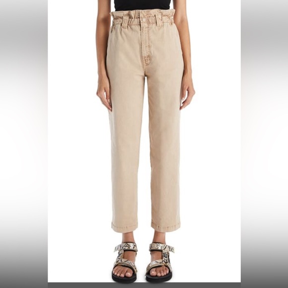 Mother yoyo ruffle greaser ankle khaki high waist pant killing time - Picture 1 of 14